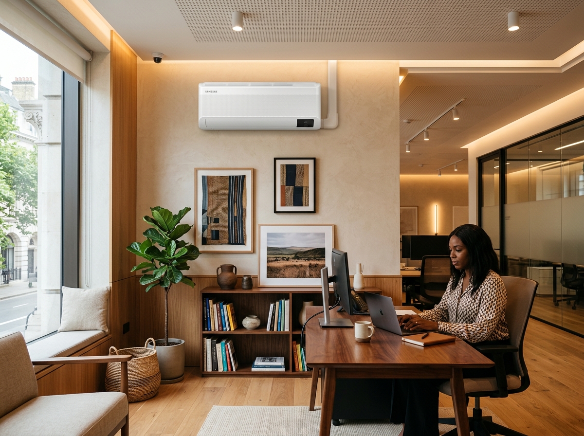 Modern split air conditioning unit installed in a professional office space in Kenya